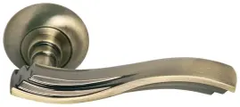 Ручка дверная Morelli MH-14 MAB/AB матовая бронза/античная бронза, ручки для межкомнатных дверей на круглой накладке комплект, фурнитура