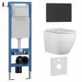 Комплект 6 в 1 инсталляция 40 см, унитаз TORNADO белый BILBAO ALTO (IB. BLA.234.1B1), клавиша смыва черный матовый, нержавеющая сталь INOX-O (IB. B081.002.003)