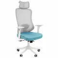 Компьютерное кресло CHAIRMAN CH 563, ткань/сетка, белый/бирюзовый, с подголовником