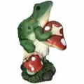 Садовая фигурка для сада и дачи Лягушка на мухоморе большая H-48, L-31