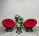 Набор садовый папасан плюс коричневый 2 кресла, столик, 2 подушки (красный, полиэстер)