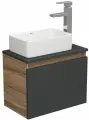 Комплект для ванной, 3 предмета (тумба Bau Dream 50, графит + раковина санфаянс накладная BAU Hotel mini 37х23, смеситель высокий Hotel Still)