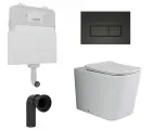 Комплект 3 в 1 смывной бачок скрытого монтажа Enio Tecnico + Унитаз приставной Ceramica Nova Cubic Rimless CN1809 с кнопкой черной Rettangolo