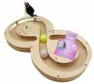 Игровой комплекс деревянный с шариками и c игрушкой на пружине для кошек, Glory Life, 49 х 27 х 3,6 см