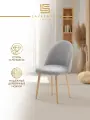 Стул для кухни Lite L02, велюр с эффектом букле светло-серый, опора натуральная