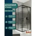 Душевой уголок квадратный BAU Stil pattern 100х100х195, с поддоном 12,5 см, закаленное стекло толщиной 5 мм, черные профили, с сифоном