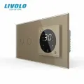 Двухклавишный проходной сенсорный выключатель Livolo с терморегулятором (2-0)