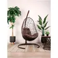 Подвесное кресло кокон M-group Овал с ротангом коричневое+коричневая подушка