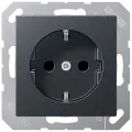 Розетка с заземлением Jung A без защитных шторок, на клеммах, антрацит матовый