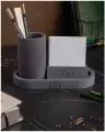 Канцелярский набор 02 (Интерьерный поднос Lora S + канцелярская подставка Leo + визитница Musko), бетон, графитовый матовый