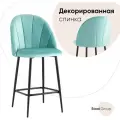 Стул полубарный Логан NEW STOOL GROUP голубой, ткань, металл, мягкое сиденье, без подлокотников