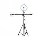 Напольная стойка штатив JBH-G11 с кольцевой led лампой 26 см, крючком для противовеса и держателем телефона для горизонтальной съемки