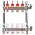 Коллектор Uni-fitt 1х3/4 5 вых с расходомерами и термостатическими вентилями, нерж. сталь