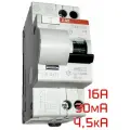 Дифференциальный автомат ABB DSH941R, 16А, 2 полюса, 230В, 4,5кА, белый