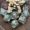 Дайсы ручной работы (игральные кости, кубики) для DnD, Dungeons and Dragons, Pathfinder RPG (набор 7шт) Magic Silver