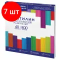Комплект 7 шт, Пластилин классический BRAUBERG академия классическая, 40 цветов, 800 г, стек, высшее качество, 106512