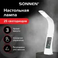 Лампа настольная, светильник светодиодный, для офиса и дома Sonnen Sm-01w на подставке, Lсd-экран, 5 Вт, белый, 238233