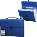 Папка-портфель пластиковая BRAUBERG А4 (332х245х35 мм), 13 отделений, синяя, комплект из 2 шт, 221379