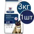 Сухой диетический гипоаллергенный корм для кошек Hill's Prescription Diet z/d Food Sensitivities при пищевой аллергии, (1шт по 3кг)