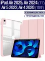 Чехол на Apple iPad Air 11 2025 (M3), Air 11 2024 (M2), Air 5 2022, Air 4 2020, микрофибра, держатель для стилуса, из мягкого силикона (пудровый)