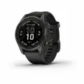 Часы Garmin FENIX 7S PRO Sapphire Solar титановый угольно-серый DLC с силиконовым ремешком (010-02776-11)