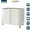 Кухонный модуль напольный угловой Beneli COLOR, Белый глянец/Белый, 105х57,6х82 см