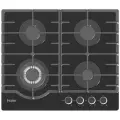 Газовая варочная панель HAIER HHX-G64RFB, 4 конфорки, 30x58.6 см, закалённое стекло, чёрная