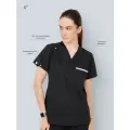 Топ медицинский Raisin 1.0, с карманами, дышащий, V-образный вырез, женский, XS, черный
