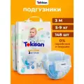 Подгузники трусики Tokisan 148 шт, японское качество, 3 размер M, 5-9 кг, детские, дневные и ночные