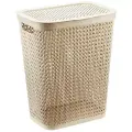 Корзина для белья с крышкой, сетчатый пластик, 35л, цвет латте, вентиляция
