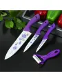 Набор кухонных ножей Доляна, с овощечисткой, антиналипающее покрытие, цвет фиолетовый