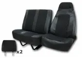 Чехлы сидений для а/м Газель 3302 3-х мест. (черный) жаккард стеганый/ экокожа