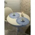 Салфетки на стол сервировочные круглые с рюшей в голубую полоску 2 шт.