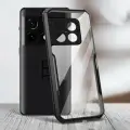 Задняя панель-чехол-накладка MyPads «Labbri» для OnePlus 10 Pro из силикона c прозрачной пластиковой задней стенкой с черной окаемкой