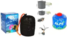 Cooking Set DS-101/ Набор туристической посуды, котелок, кружка-ковш + туристическая горелка SMALL CAMP в подарок