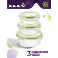 Набор из 3х стеклянных пищевых контейнеров Eley 390 мл, 640 мл и 970 мл