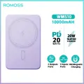 ROMOSS Power Bank 10000 мАч 15Вт беспроводная зарядка Magsafe повербанк 20Вт внешний аккумулятор For xiaomi 14 xiaomi 13 iphone 15 смартфон, WMS10 Purple, 10000 мА-ч