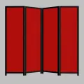 Ширма Красная в Чёрном - 4 створки. Лёгкая стильная тканевая перегородка от производителя ширмы. РФ. Высота 180см