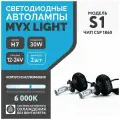 Светодиодные автомобильные лампы , цоколь H7 с напряжением 12/24V MYX Light S1, мощность 36W, чип CSP 1860, температура цвета 6000K, цена за 2шт.