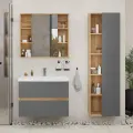 Шкаф-пенал напольно/подвесной SanStar Graffa 50 для ванной комнаты Дуб вотан, графит софт