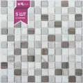 Мозаика из мрамора NSmosaic KP-745, белая/серая полированная, 298х298 мм, упаковка 5 шт