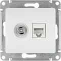 Розетка компьютерная + телевизионная 2-м Glossa RJ45 кат.5E + TV механизм бел. Systeme Electric GSL000189
