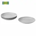 IKEA Набор тарелок, глянцевый светло-серый, 20 см.