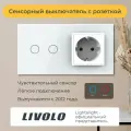 Двухклавишный сенсорный выключатель Livolo с розеткой