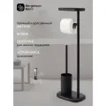 Держатель для туалетной бумаги напольная подставка с полочкой и ершиком Slim черный Bergenson Bjorn Bath BB0000945