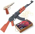 Набор оружия Военный специалист 2 в подарок Детский деревянный Автомат АК-47 / Резинкострел Пистолет c Стечкина Игрушка для детей Мальчиков