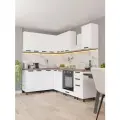 Кухонный гарнитур Орбита угловой 2,2х1,6м, белый с ящиками без столешницы с фрезеровкой
