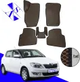 Автомобильные коврики EVA/ЕВА/ЭВА для Skoda Fabia 2 (MK2) Шкода Фабия МК2 2007-2014 коричневый черный