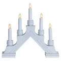 Светильник-горка рождественский декоративный KARIN на 5 свечей, деревянный, белый, 30х28 см, STAR trading