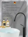 Высокий смеситель для накладной раковины, из латуни, чёрный
